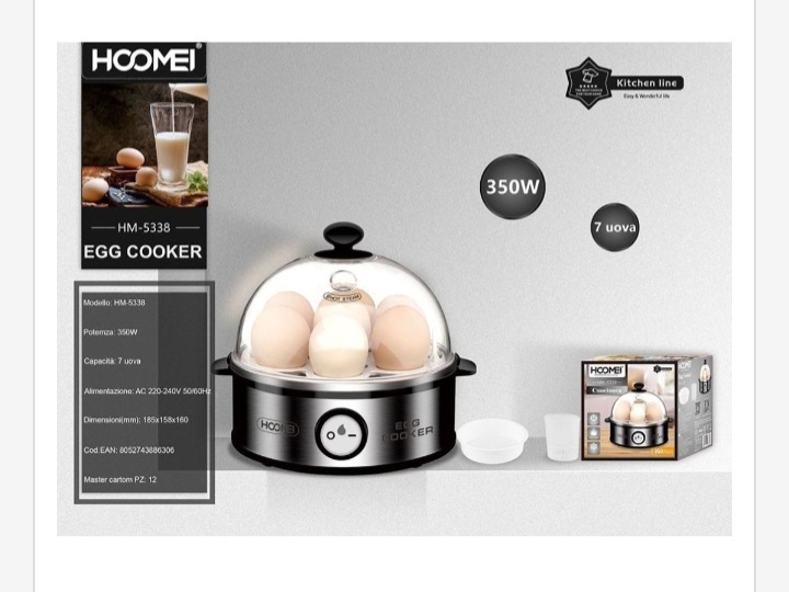 Βραστήρας Αυγών 350W Hoomei HM-5338 Inox